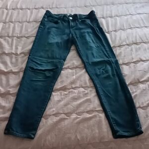 PAIGE Women's Dark Teal Slim Straight Jeans